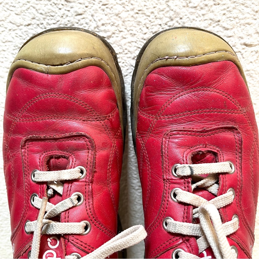 Dispon Brand- Red Leather Women's Sneakers Lace Up Shoes - Taiwanese- Rare EUC - Picture 7 of 13